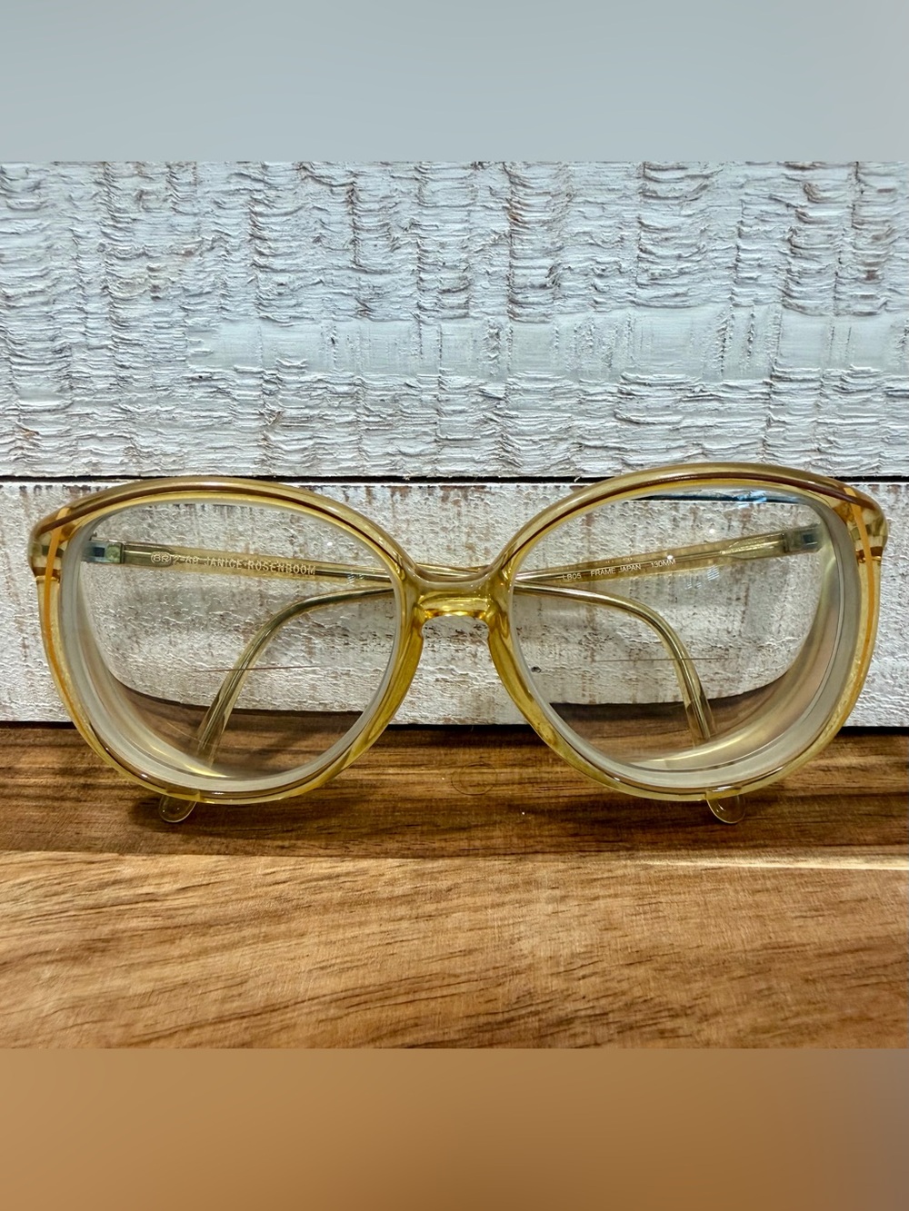 VNTG 70s 80s Oversized Butterfly Cat Eye Honey Amber Acetate Japan FRAMES 130mm
